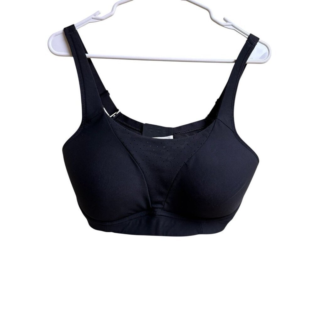 Lululemon High Support Sports Bra Black Adjustable Straps Hook Back D36